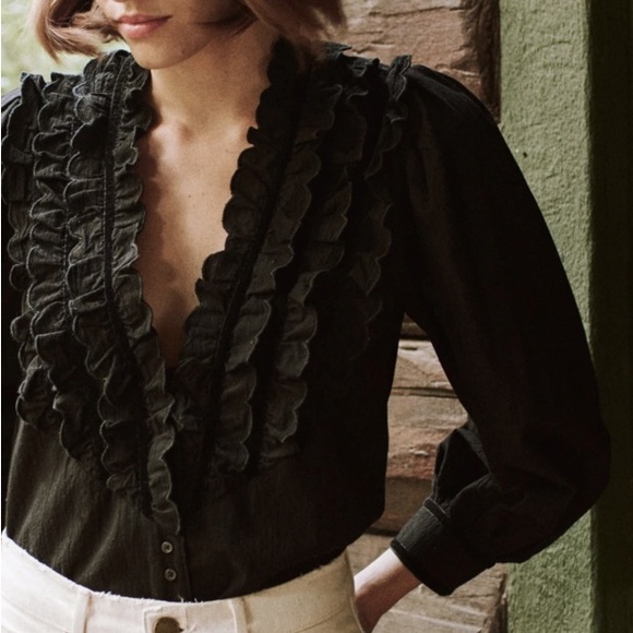 THE GREAT. Tops - The Great Tuxedo Black Button Up Blouse